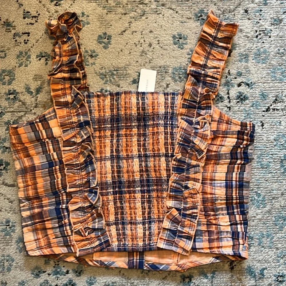 NWT Anthro Ruffled Plaid Corset Sleeveless Top Medium - Picture 12 of 16